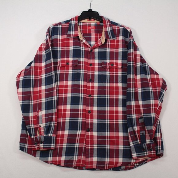 Izod Shirt Men's XXL Multicolor Long Sleeve Plaid Highland Twill Flannel - Picture 1 of 7